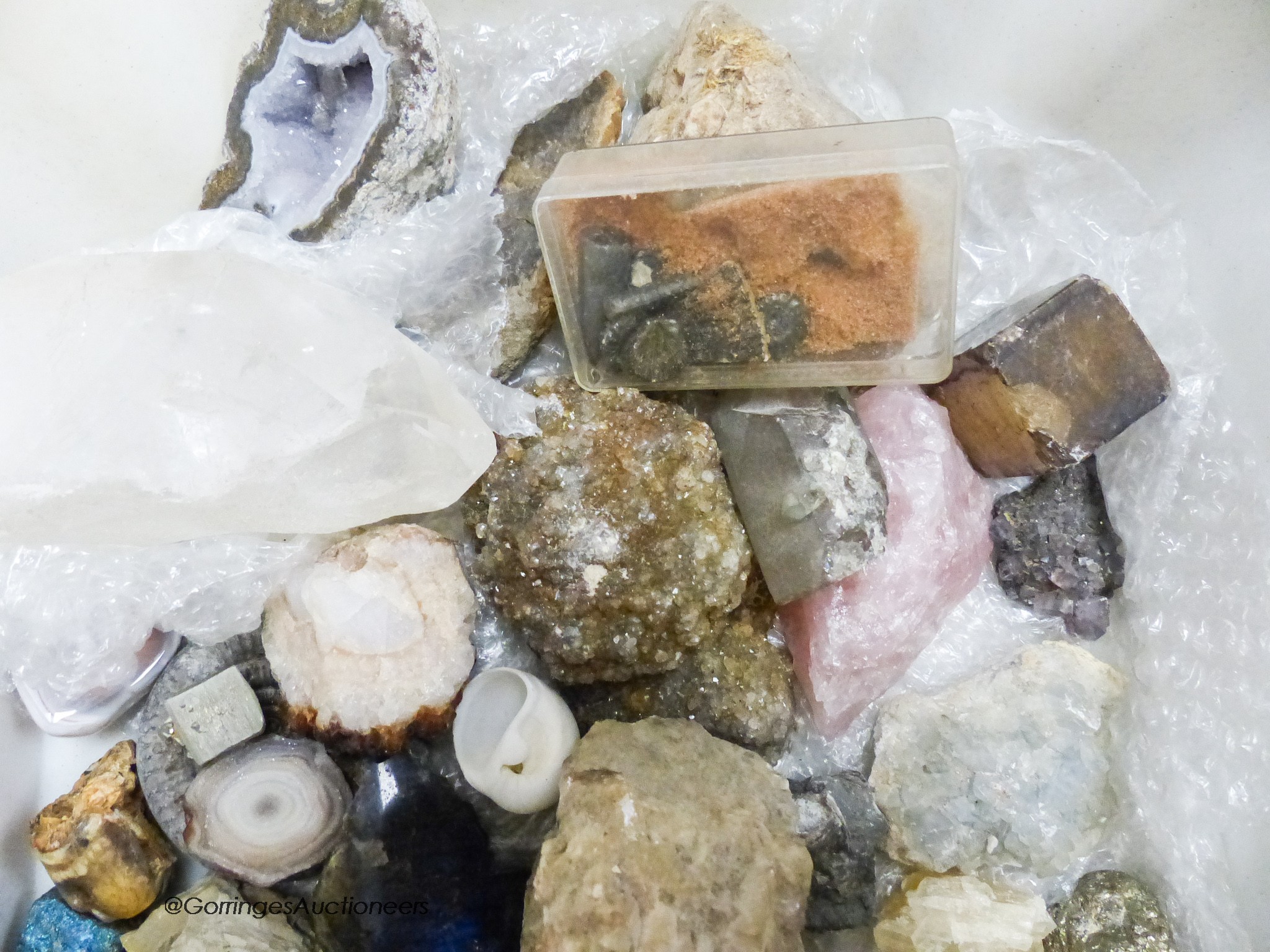 A collection of minerals etc. In two boxes